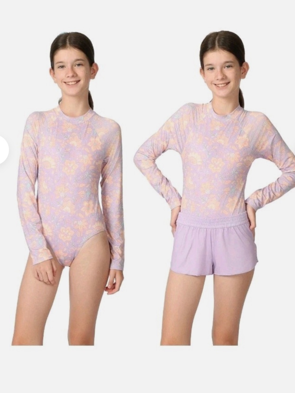 Billabong Girls' Lavender & Pale Yellow 2-Piece Swim Set Size M 10/12